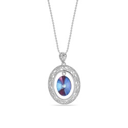 Серебряный кулон c цепочкой SPARK Ajour Oval со Swarovski